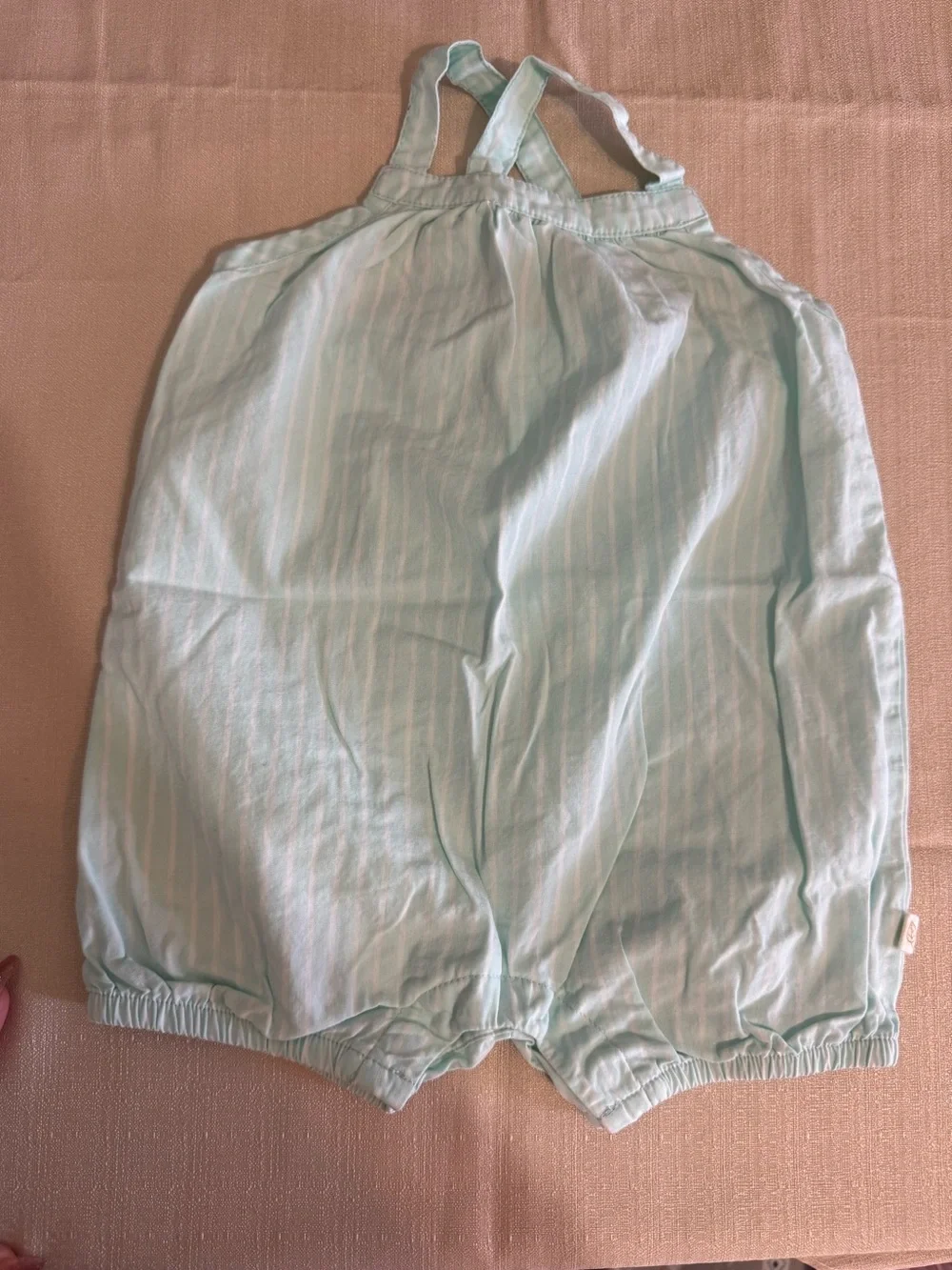 Boho Mint Green & White Stripes Sleeveless Baby Romper
